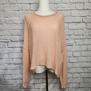 WOODEN SHIPS Loose Knit Oversized Slouchy Cotton Blend Sweater Sz Med/LG Peach